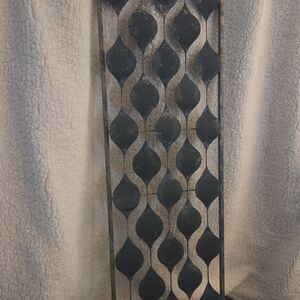 Elegant Hand-Painted By Seller Distressed Blue Gold Metal Leaf Wall Art Panel